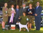 BIS/BISS Ch. Bayshore's Bobbaloo winning the National under Julie Felten